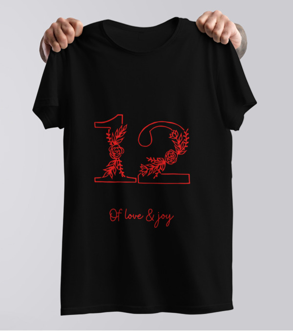 Cheers To 12 Years Of Love And Joy 12th Wedding Anniversary T-Shirt
