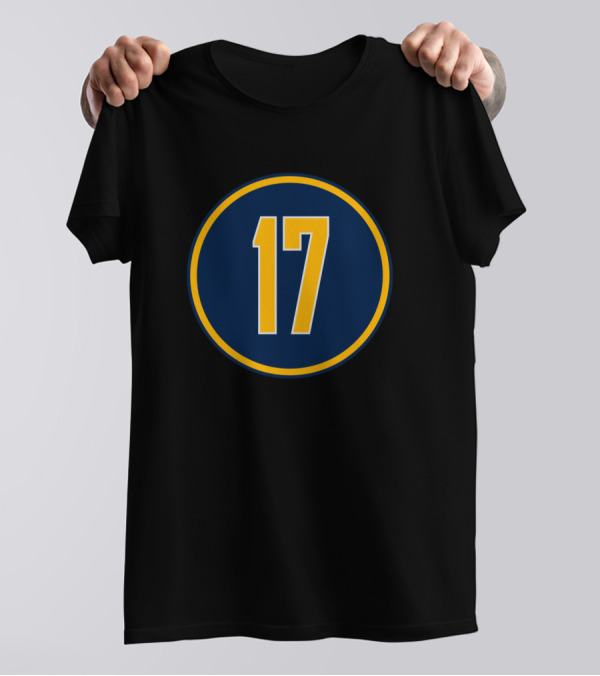 Chris Mullin 17 Indiana Pacers Retro Circle Blue Yellow T-Shirt