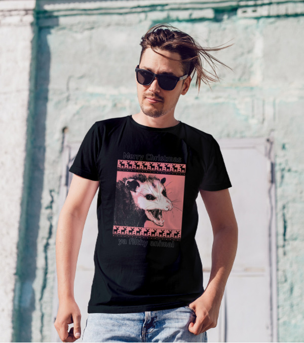 Merry Christmas Ya Filthy Animal Possum Reindeer T-Shirt