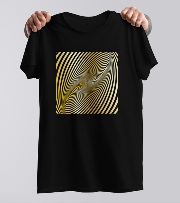 Circular Optical Yellow Spiral Illusion T-Shirt