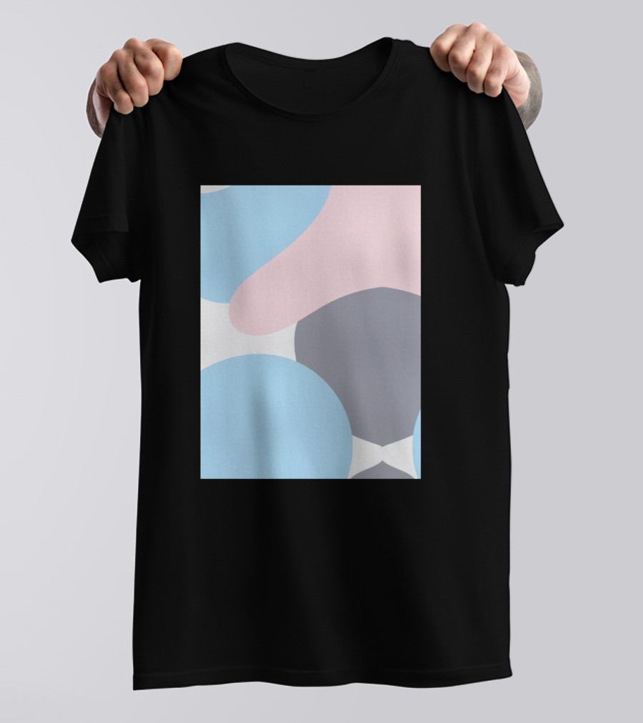 Colorful Painting Abstract Blue Pink Gray Shapes T-Shirt