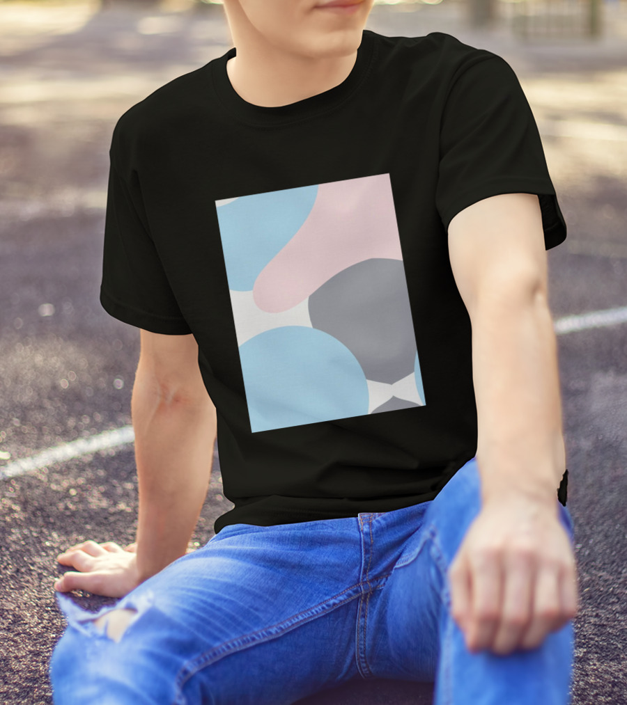 Colorful Painting Abstract Blue Pink Gray Shapes T-Shirt
