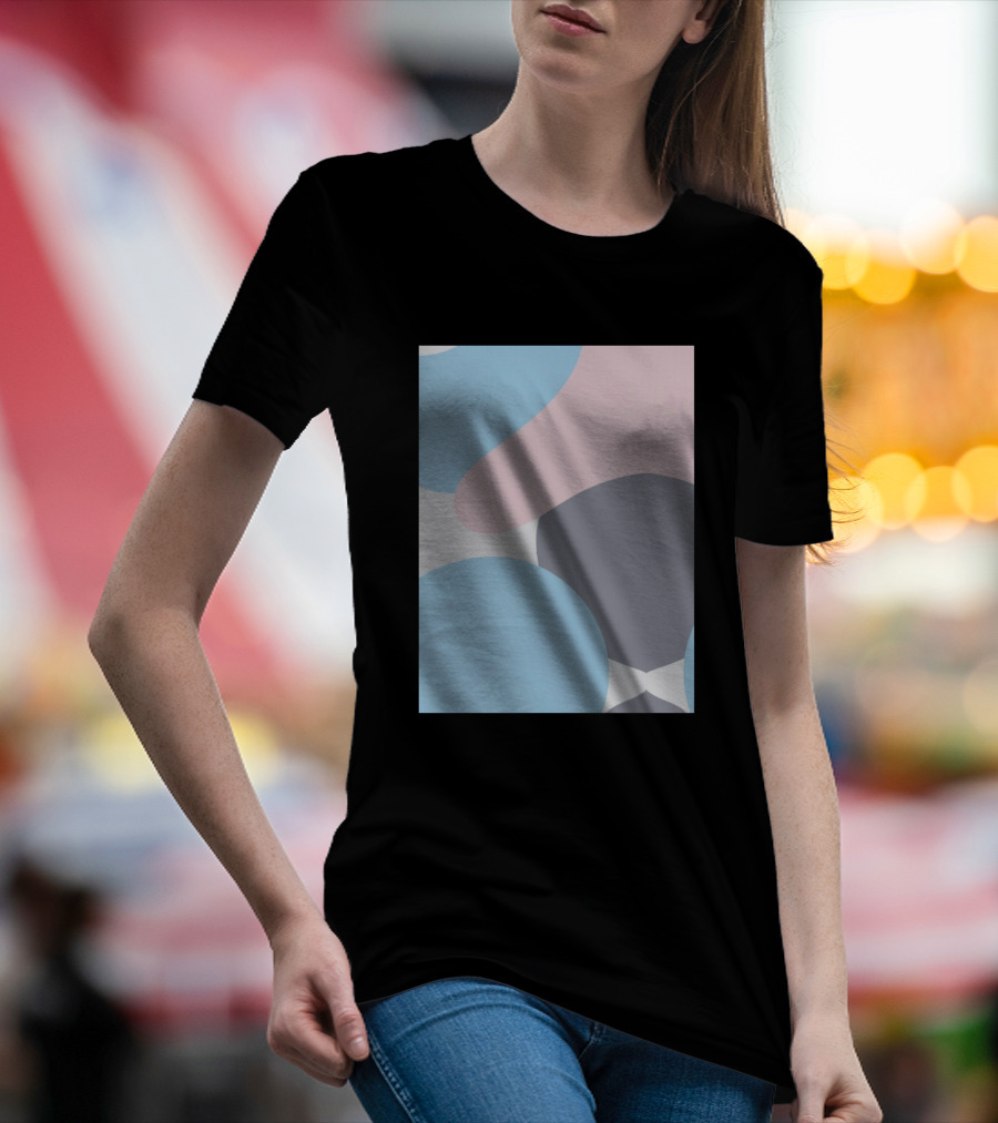 Colorful Painting Abstract Blue Pink Gray Shapes T-Shirt