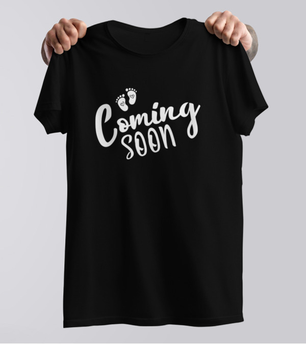 Coming Soon Cute Pregnancy Announcement With Baby Footprints T-Shirt