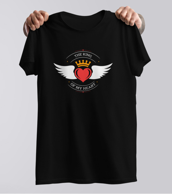 The King Of My Heart Valentine's Day Winged Heart And Crown T-Shirt