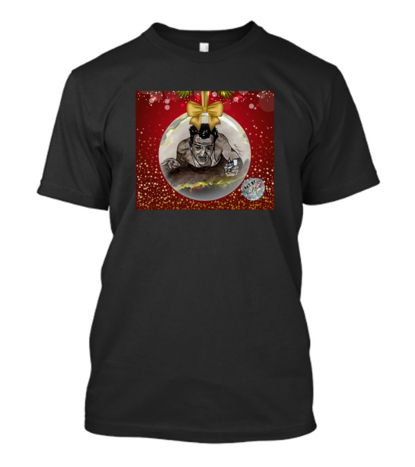 Die Hard Ornament Christmas Sphere With Action Movie Character And Gold Bow T-Shirt