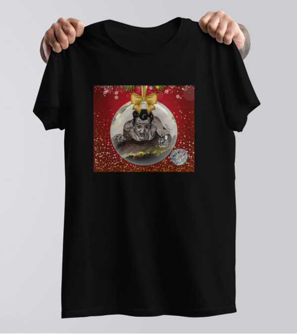 Die Hard Ornament Christmas Sphere With Action Movie Character And Gold Bow T-Shirt