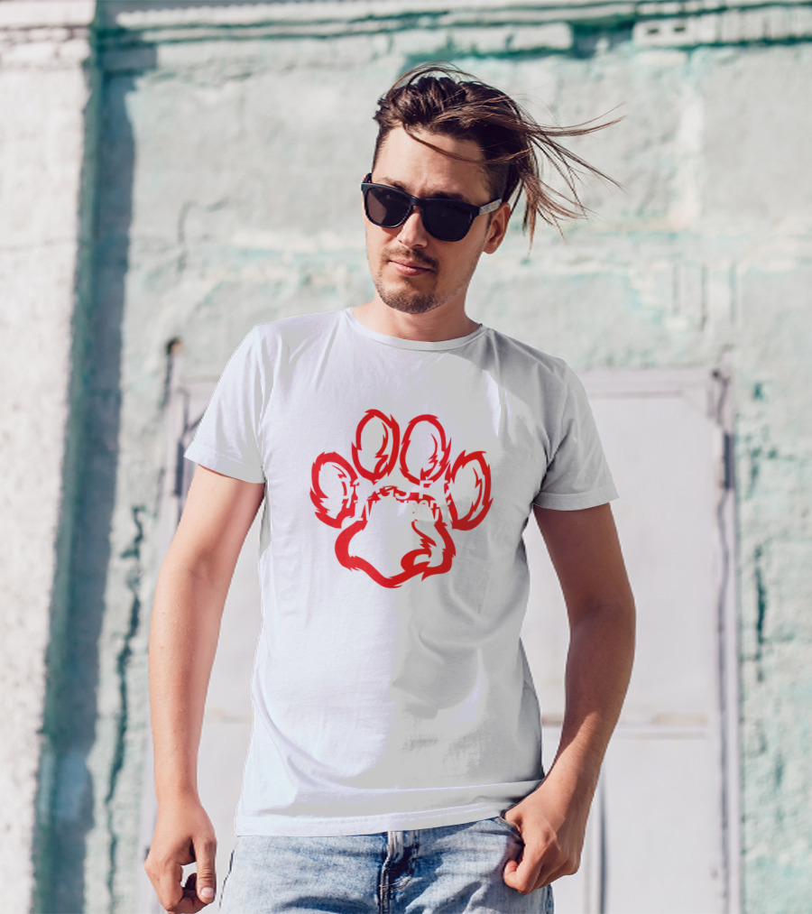 Dogs For Everybody Red Paw Prints T-Shirt