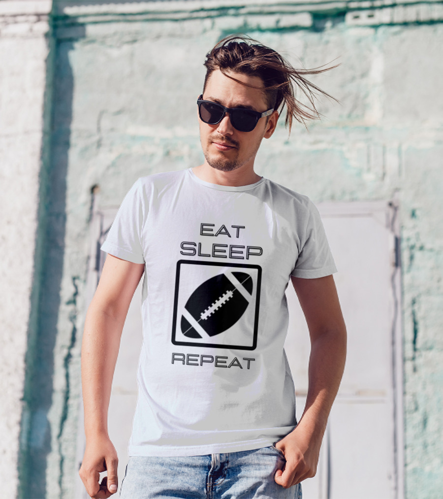 Eat Sleep Football Repeat American Football Fan Lifestyle Cycle T-Shirt