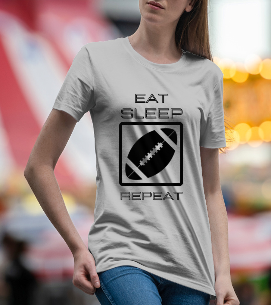 Eat Sleep Football Repeat American Football Fan Lifestyle Cycle T-Shirt