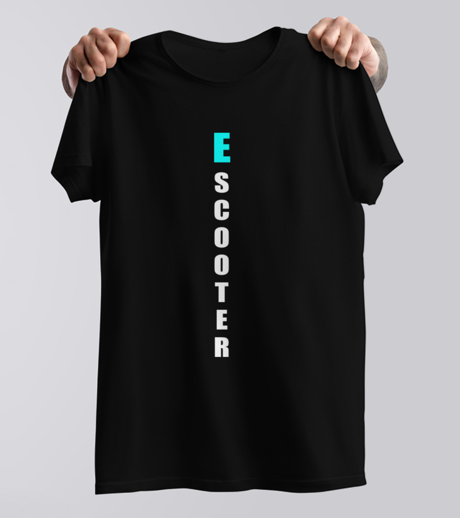 ESCOOTER Vertical Lettering In Blue And White T-Shirt