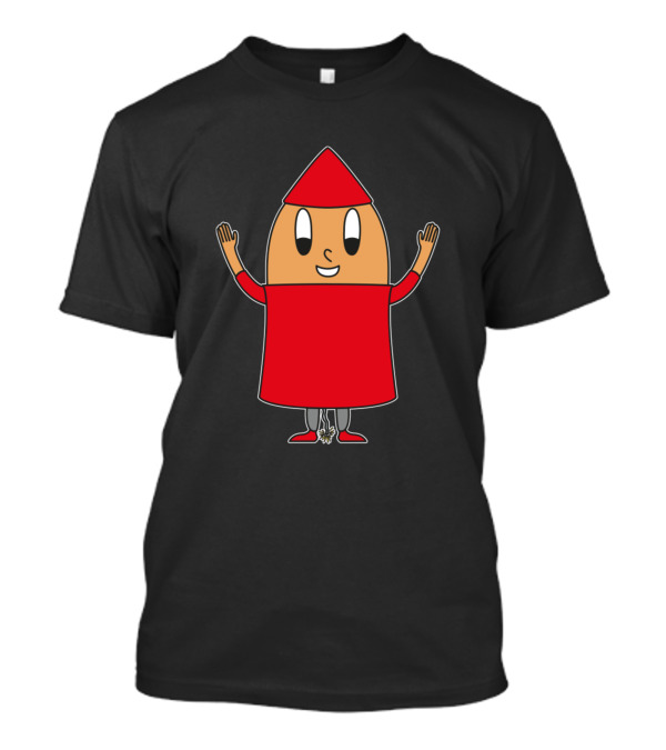 Firework Rocket Egg Character In Red And Black T-Shirt