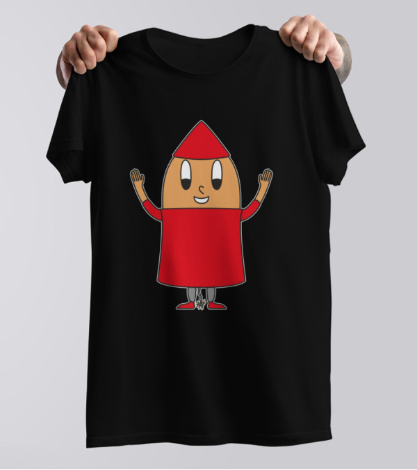Firework Rocket Egg Character In Red And Black T-Shirt