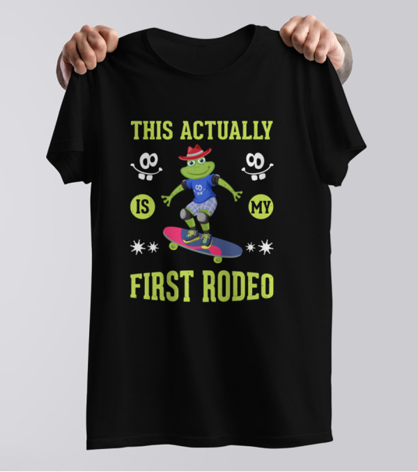This Actually Is My First Rodeo Frog Cowboy Skateboarding T-Shirt