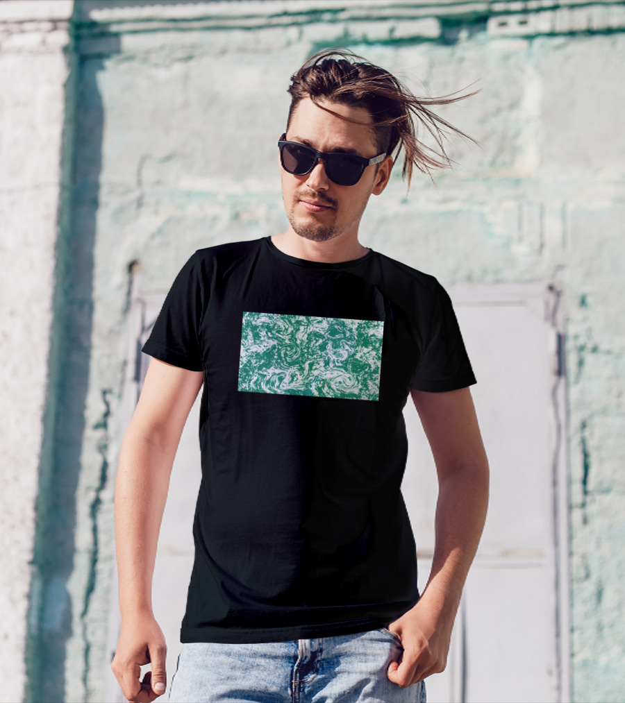 Marble Swirl Green White T-Shirt