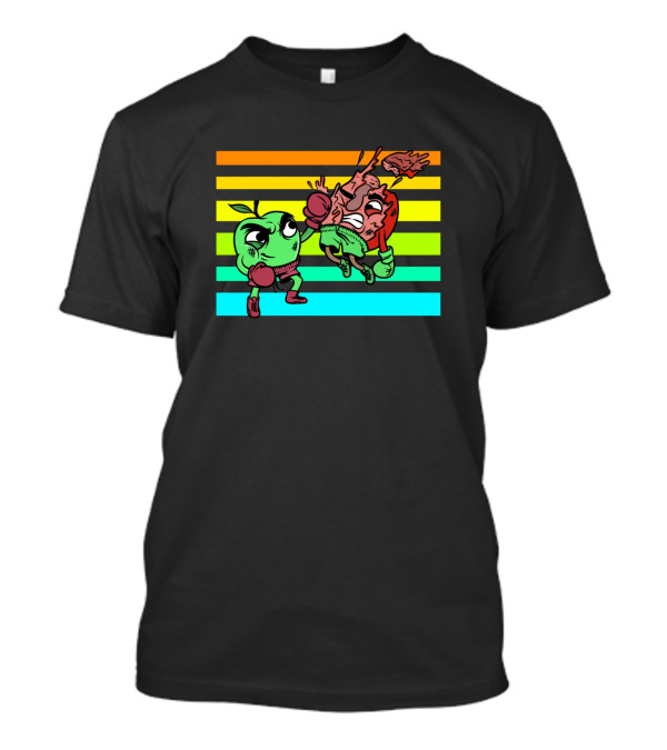 Green Apple Versus Red Apple Retro Boxing Showdown T-Shirt