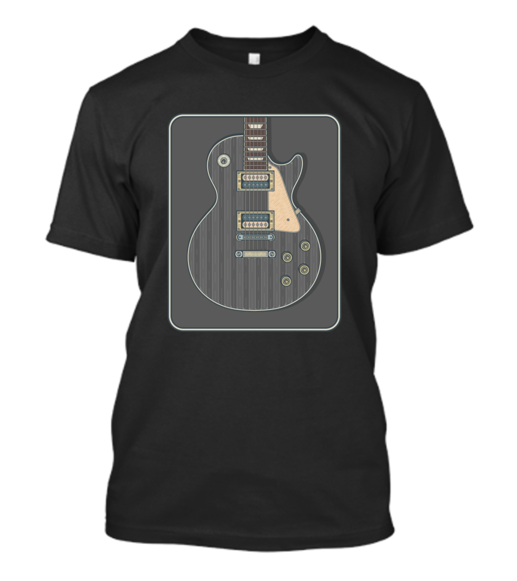 Grey Electric Guitar Illustration In Rectangular Frame T-Shirt