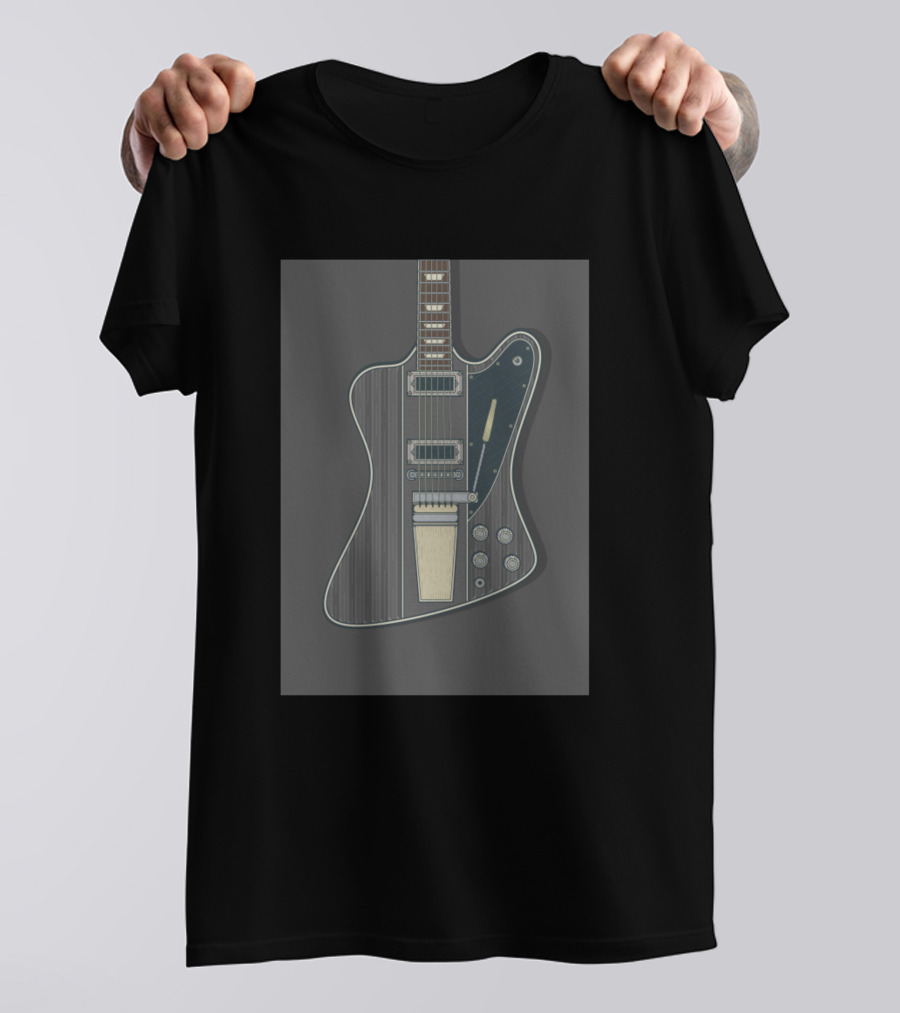Grey Stylish Rock Guitar Retro Vibe Electric Instrument T-Shirt
