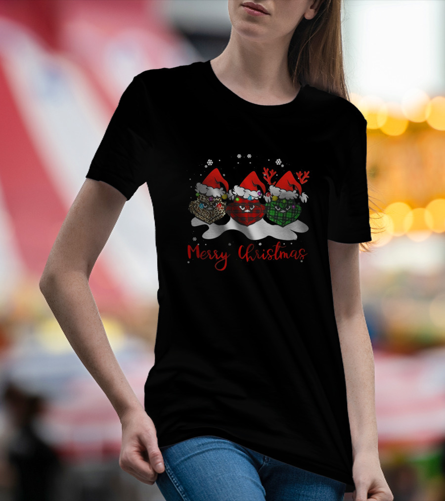 Merry Christmas Grinch Santa Hat Plaid Buffalo Reindeer T-Shirt