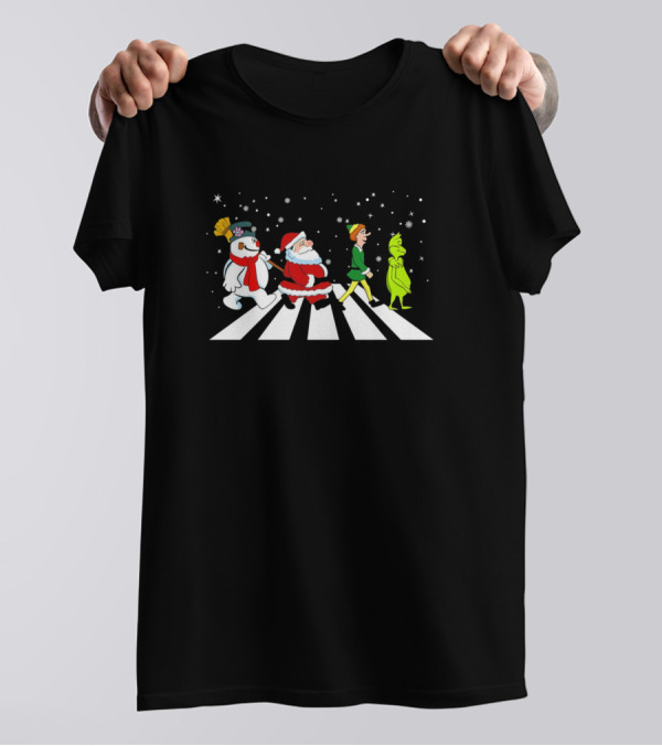 Grinch Santa Elf Frosty Christmas Abbey Road T-Shirt