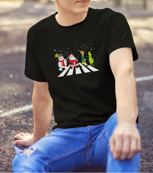 Grinch Santa Elf Frosty Christmas Abbey Road T-Shirt