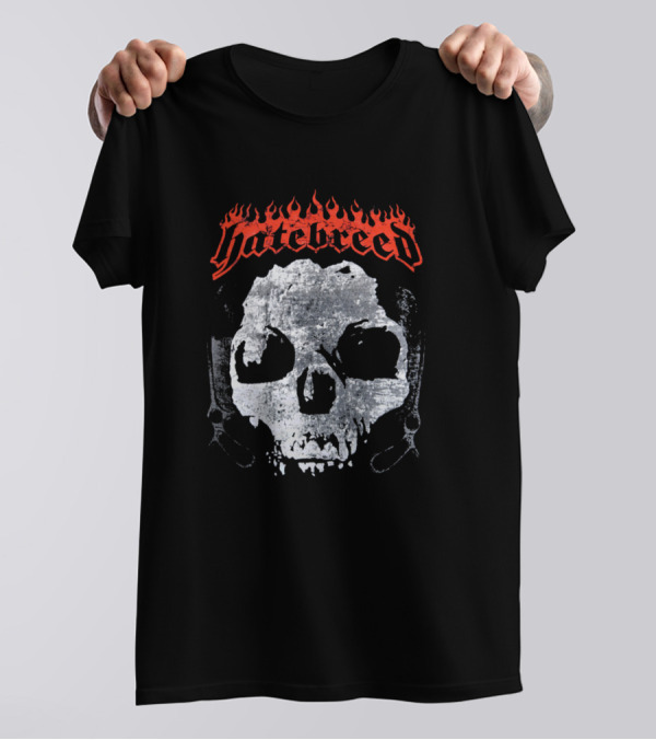 Hatebreed Flaming Text Skull T-Shirt