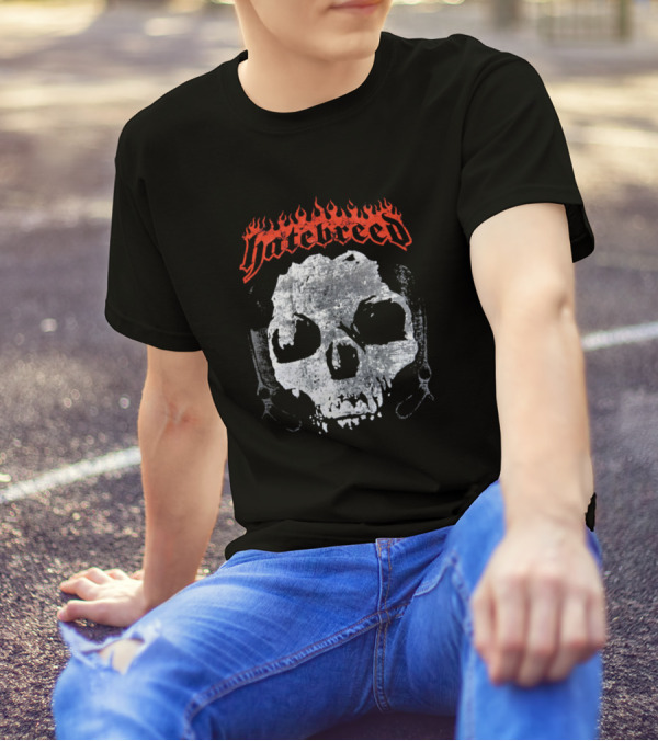 Hatebreed Flaming Text Skull T-Shirt