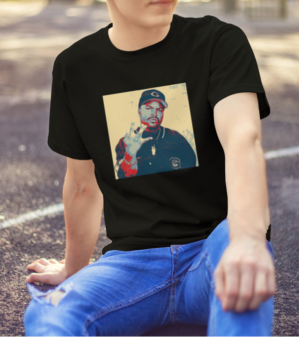 Ice Cube Pop Art Style Image With Cap And Jacket T-Shirt