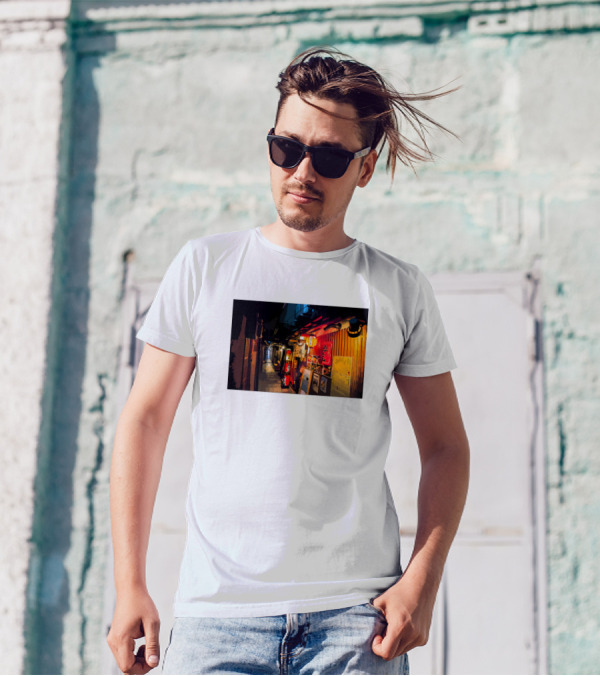 Japan Night Street Scene Lanterns Alleyway T-Shirt