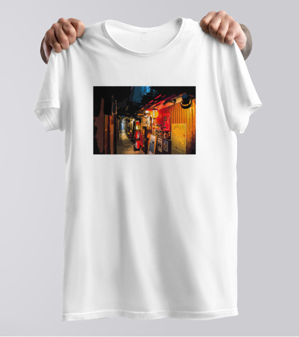 Japan Night Street Scene Lanterns Alleyway T-Shirt