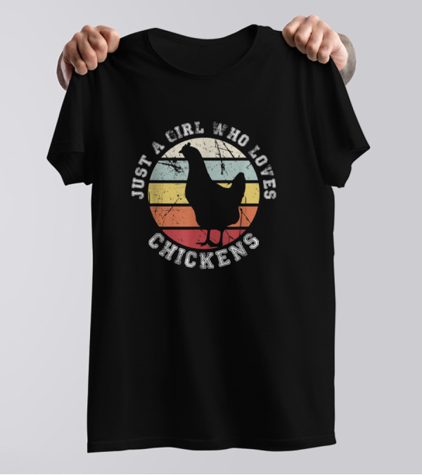 Just A Girl Who Loves Chickens Vintage Sunset T-Shirt