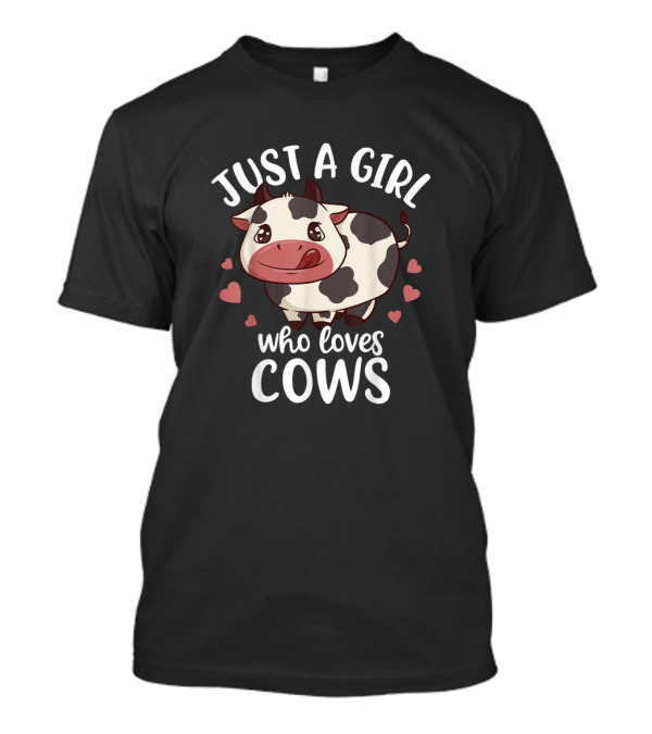 Just A Girl Who Loves Cows Cute Cow Hearts T-Shirt