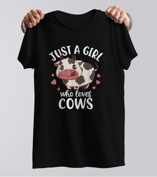 Just A Girl Who Loves Cows Cute Cow Hearts T-Shirt