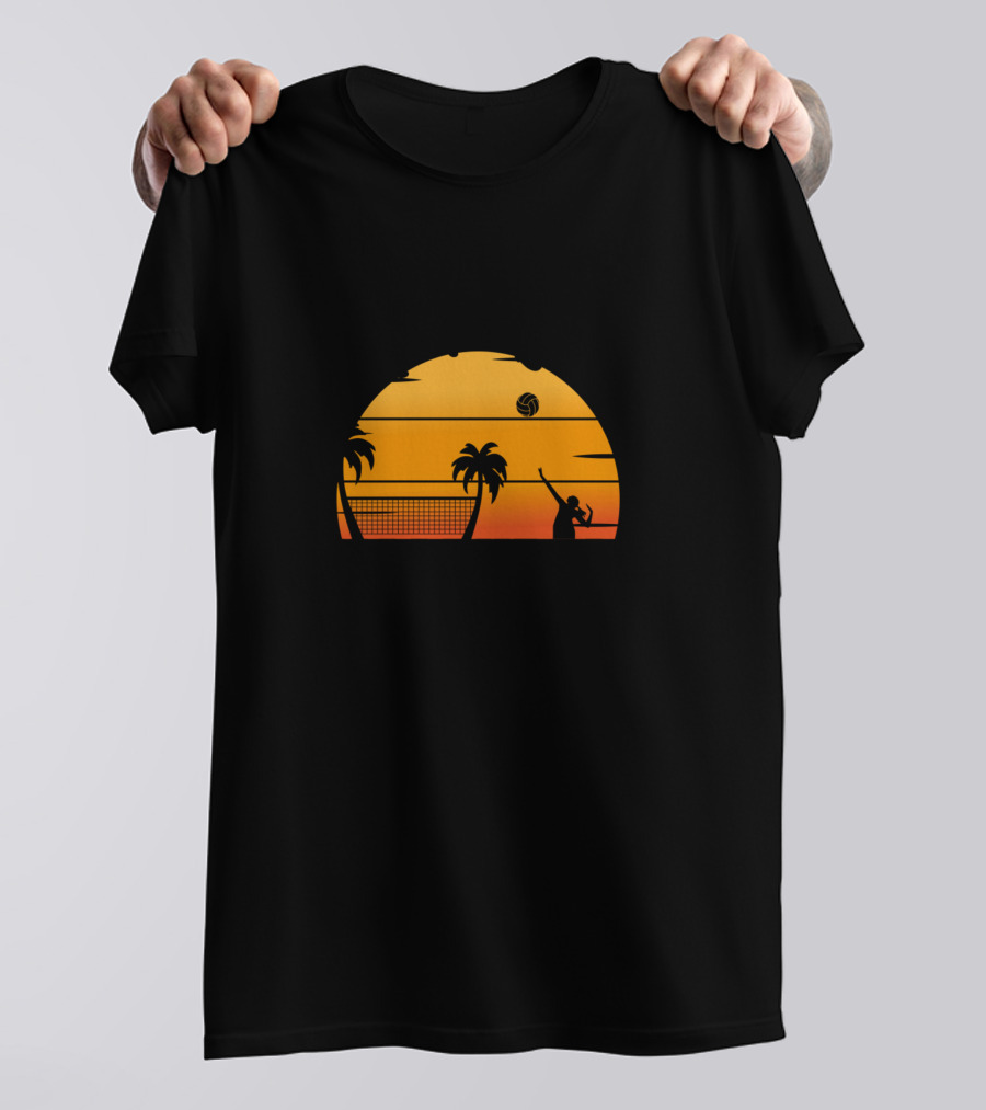 Girl Who Loves Volleyball Silhouette Sunset Scene T-Shirt