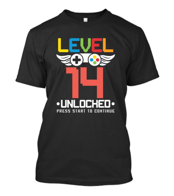 Level 14 Unlocked Press Start To Continue Video Games Lover T-Shirt