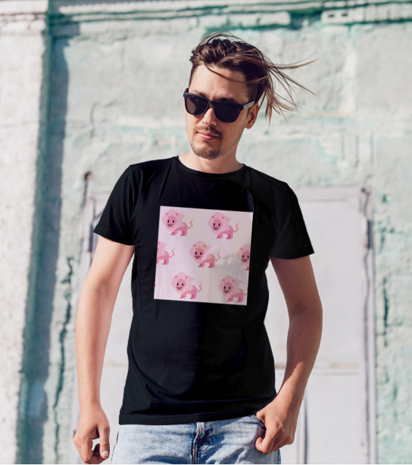 Pixel Art Pink Lion T-Shirt