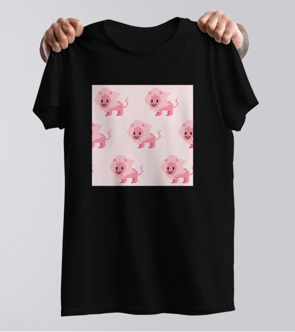 Pixel Art Pink Lion T-Shirt