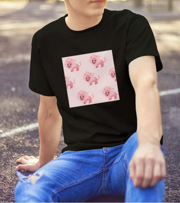 Pixel Art Pink Lion T-Shirt