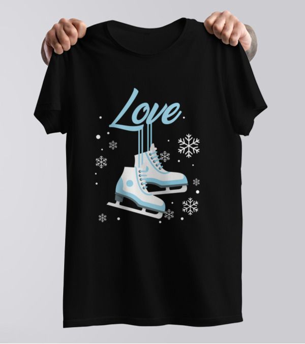 Love Winter Sports Ice Skating Snowflakes T-Shirt