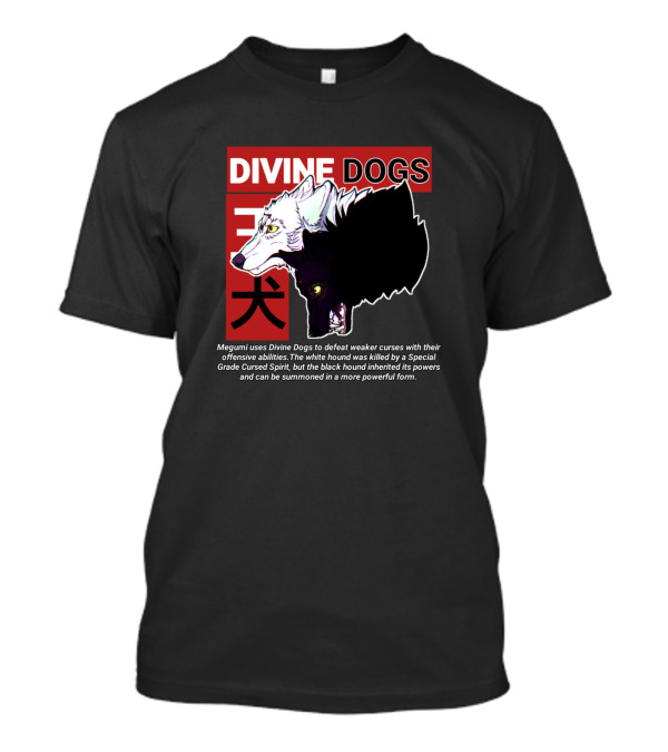 Divine Dogs Megumi Fushiguro White Black Hound Cursed Spirit Powers T-Shirt