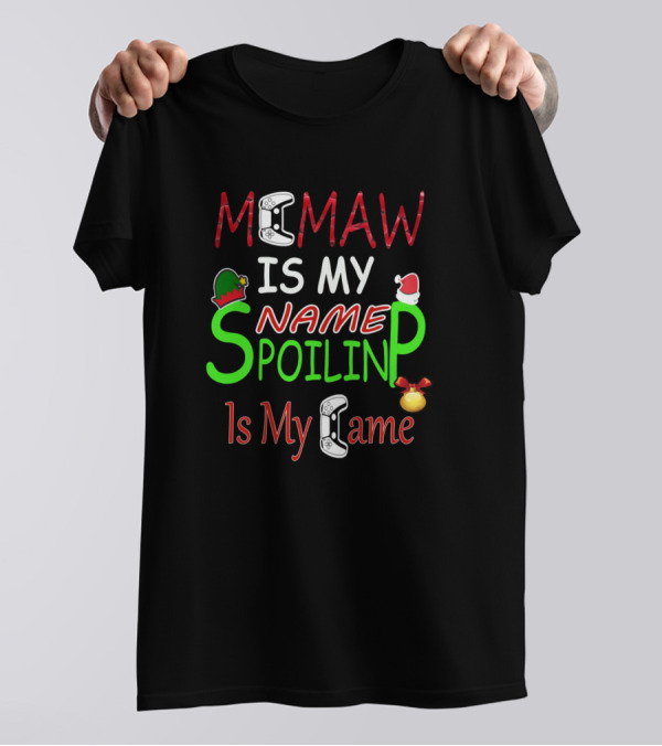 Memaw Is My Name Spoiling Is My Game Christmas Gaming Controller T-Shirt