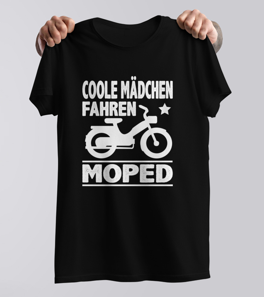 Coole Mädchen Fahren Moped Mofa Roller Zweirad Mokick Biker Gesc T-Shirt