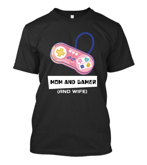Mom And Gamer (And Wife) Controller Hearts Icons T-Shirt