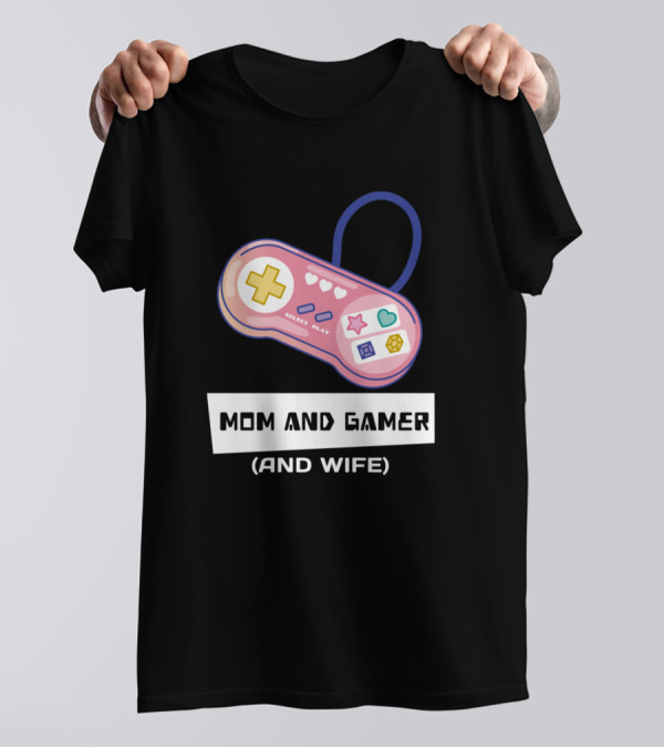 Mom And Gamer (And Wife) Controller Hearts Icons T-Shirt