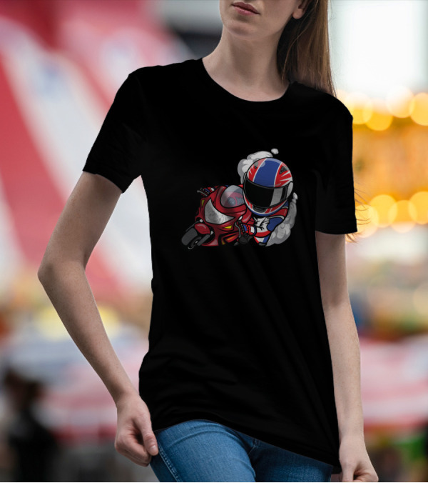 Motorsport Racing British Flag Helmet Bike Rider T-Shirt