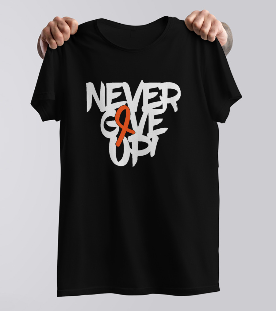 Never Give Up Multiple Sclerosis Awareness Ribbon T-Shirt