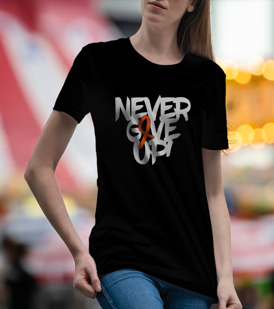 Never Give Up Multiple Sclerosis Awareness Ribbon T-Shirt