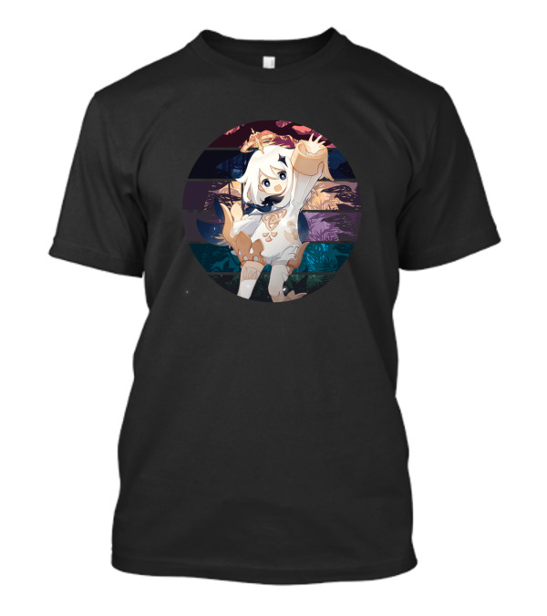 Paimon Genshin Impact Cute Character With Sunset Background T-Shirt