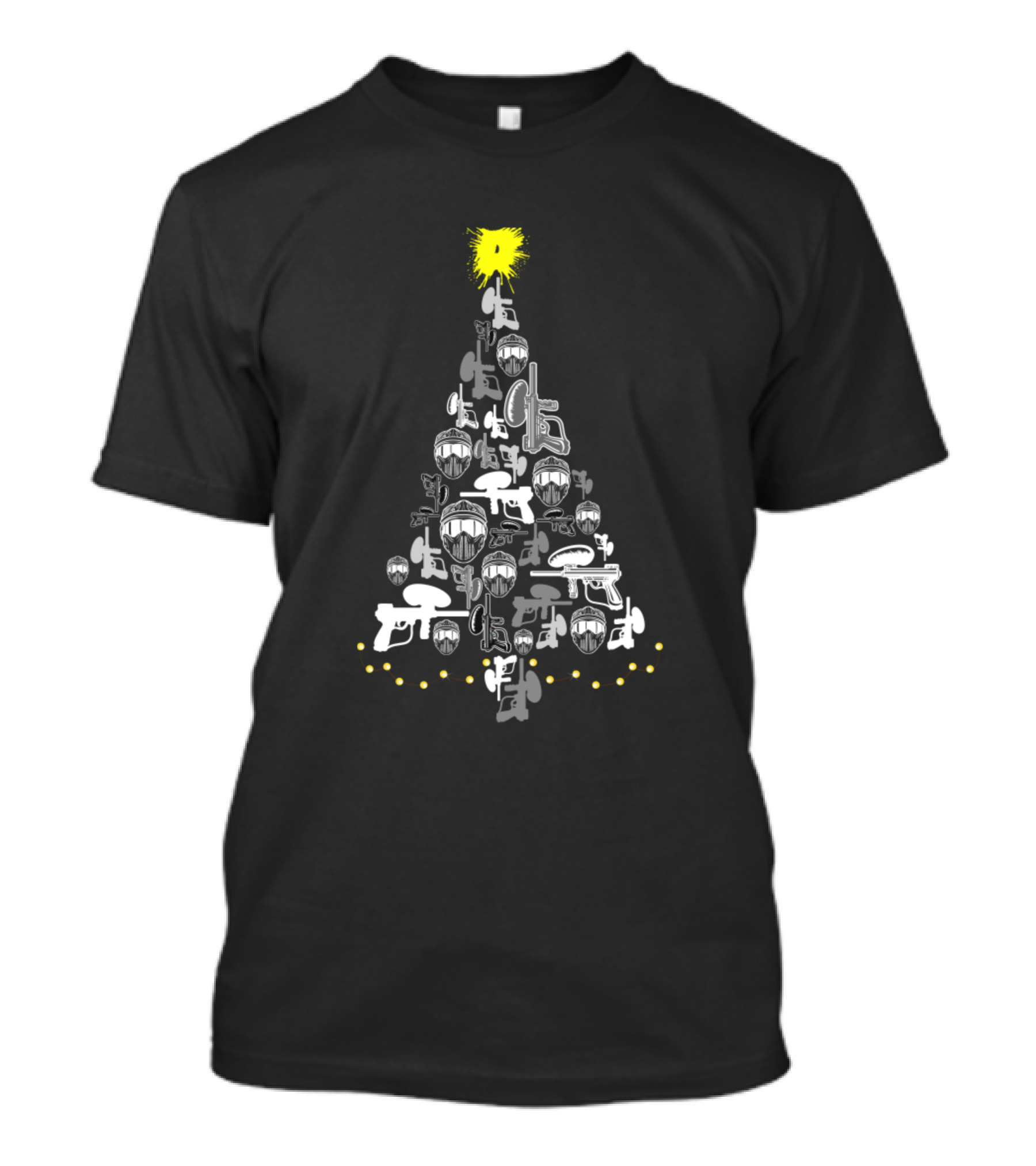 Paintball Player Christmas Tree With Masks And Guns T-Shirt