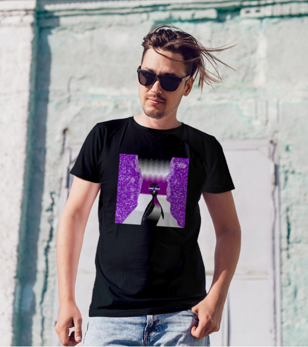 Pride Penguin Ace Abstract Purple And Black T-Shirt
